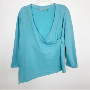 Soft Surroundings Blue Asymmetrical Wrap Style Tunic Top Size Large